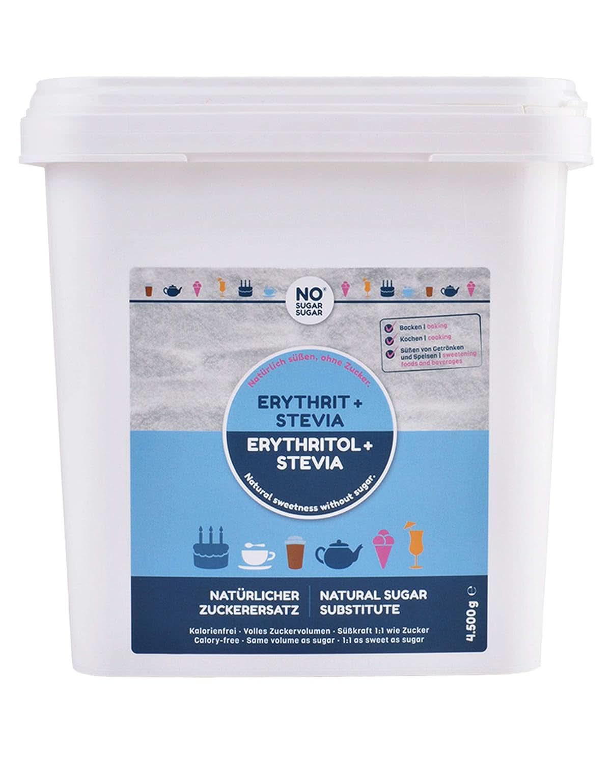 NEM CUKOR, Eritrit + Stevia Természetes cukorpótló kalória nélkül 1:1 édesség a cukorhoz képest, íz nélkül, 4,5 kg Édesítőszerek Naty Shop