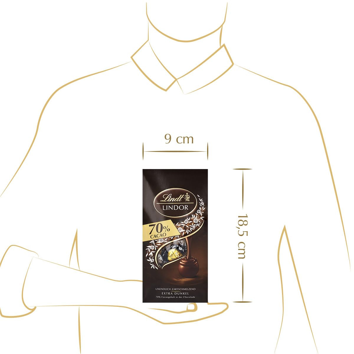 Lindor csokoládégolyók 70% extra sötét kakaó | 137g-os zacskó | kb. 10 golyó finom étcsokoládé, szájban olvadó töltelékkel | Ajándék csokoládé | Csokoládé ajándék