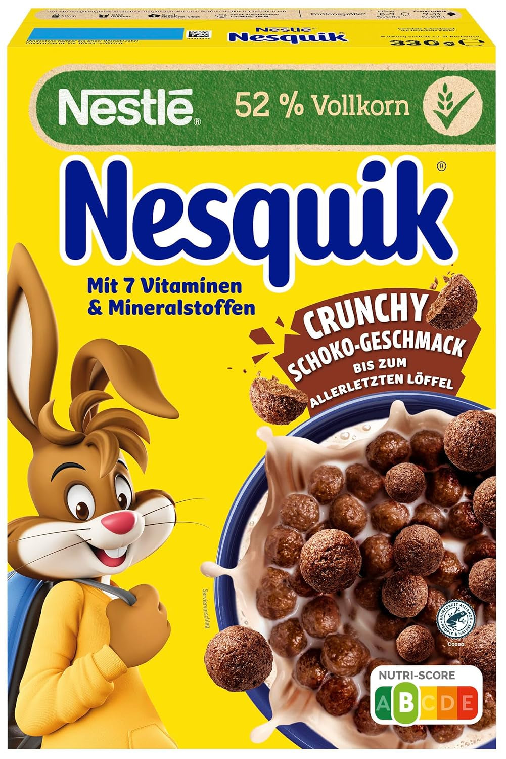 Nesquik Nestlé Nesquik Crunchy reggeli, gabonapehely csokoládéval és teljes kiőrlésű gabonával, 1 csomag (1 x 330 g)
