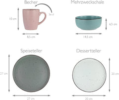 Creatable, 22908, Serie MODERN FASHION, 16-Teiliges Geschirrset, Kombiservice Aus Steinzeug, Spülmaschinen- Und Mikrowellengeeignet, Qualitätsproduktion Seturi vesela masa Naty Shop