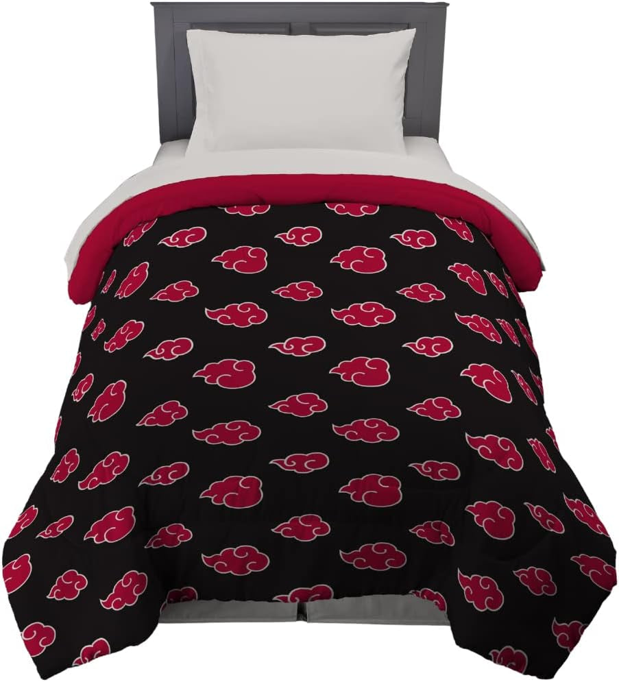 Franco Naruto Anime Akatsuki mintás puha mikroszálas ágynemű Paplan Queen, (hivatalos Naruto termék) Paplanok és paplanok Naty Shop Naruto Twin