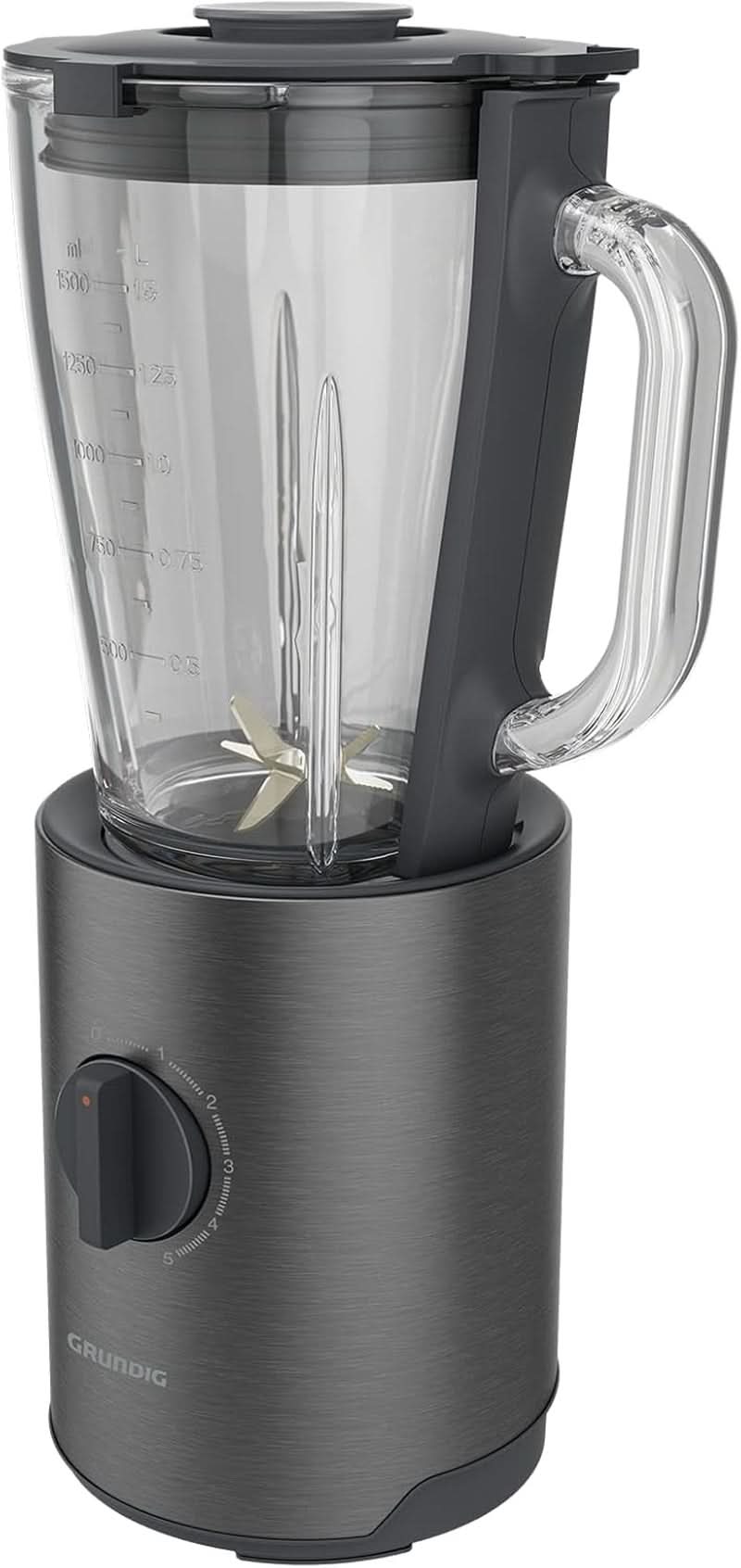 Grundig Delisia Novus SM 7140 Professioneller Standmixer, 1,5 Liter, 800 Watt, 6-Fach Edelstahlmesser Mit Zirkonium-Beschichtung, 5 Geschwindigkeitsstufen + Pulse-Funktion, Dark Inox/Edelstahl Bucatarie Naty Shop
