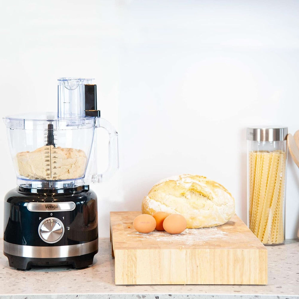 Gyerünk! 8-in-1 Küchenmaschine, 3-L-Schüssel, 1,75-L-Mixbehälter, 2 Geschwindigkeitsstufen, Turbo-Funktion, 1000 W, Schwarz/Silberfarben, VG HA 3001 Mother and Child Naty Shop