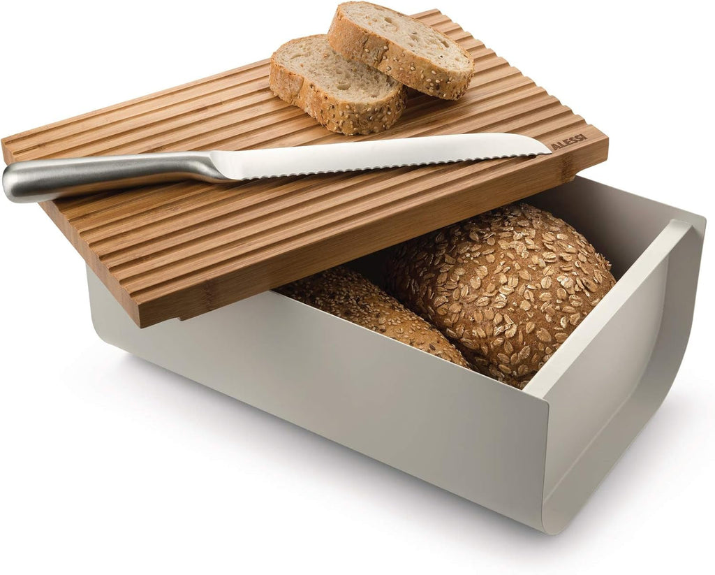 Alessi Mattina BG03 R - Coș pentru pâine din oțel inoxidabil cu rășină epoxidică și lemn de bambus, roșu Cutii depozitare alimente Naty Shop