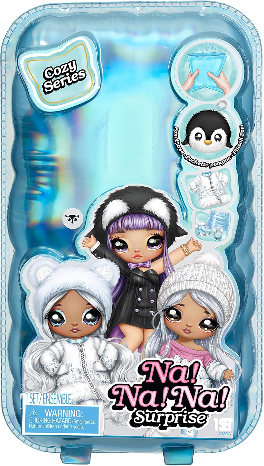 N/A! N/A! N/A! SurpriseCozy sorozat – Evie VON HOO – Schneeule Modepuppe aus softe Plüsch mit weissen Haaren, Mütze, Outfit und Flauschiger Anhäntagetasche – Tolles Geschenk für Kinder ab 5 Jahren 119357EUC