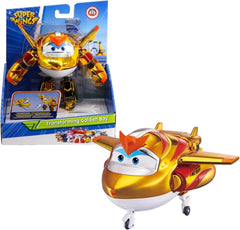 Super Wings EU750231 - Avion transformabil Golden Boy, aprox. 20,5 cm, figurină mare de joacă pentru copii, avion de jucărie transformabil și figurină robot Action figures Naty Shop Titlu implicit