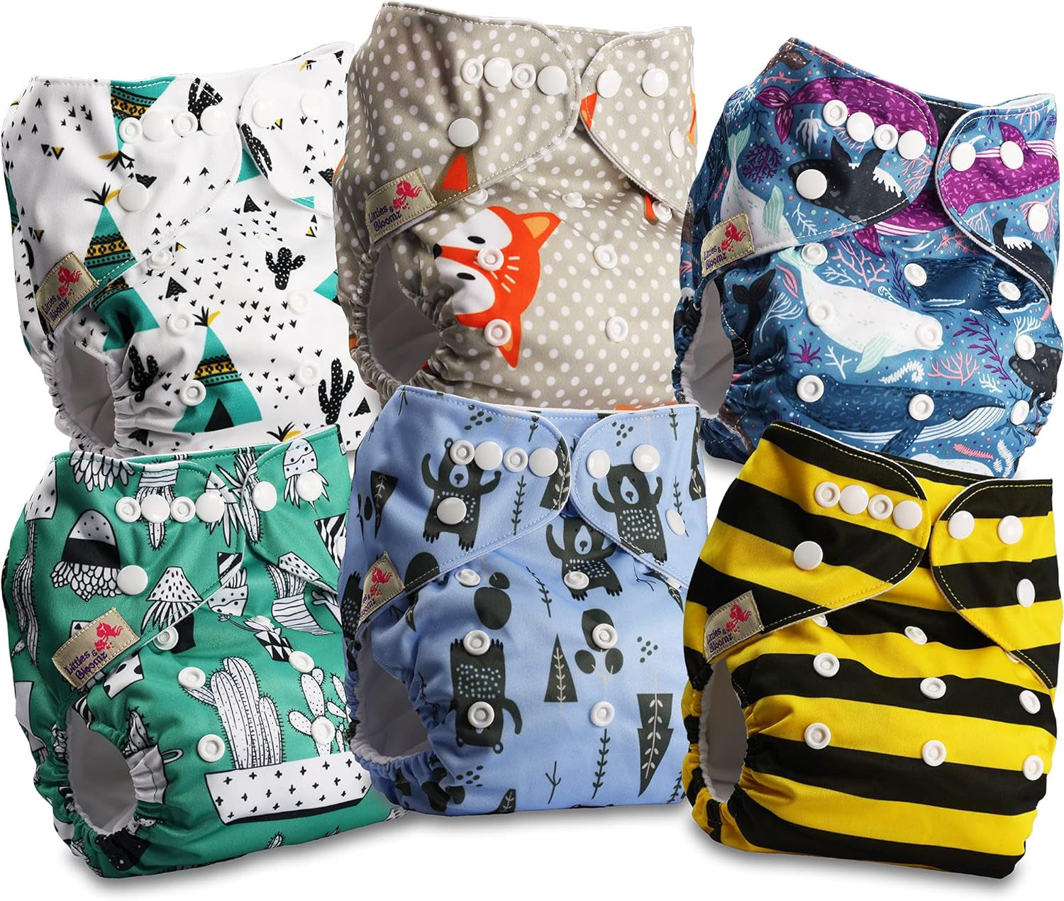 Littles és Bloomz FLP2-0406 Standard Clip újrafelhasználható pelenka, 4 pelenka