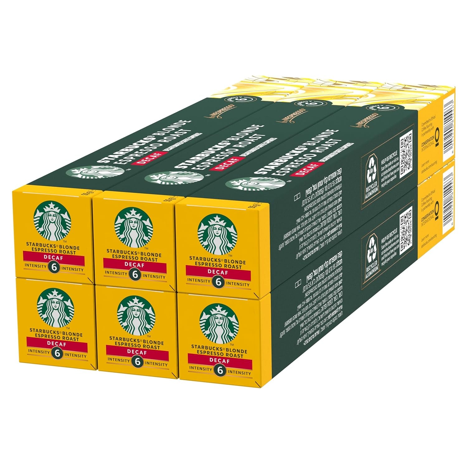 STARBUCKS Blonde Espresso Roast Entkoffeiniert by Nespresso, Helle Röstung, Kaffeekapseln 6 x 10 (60 Kapseln)