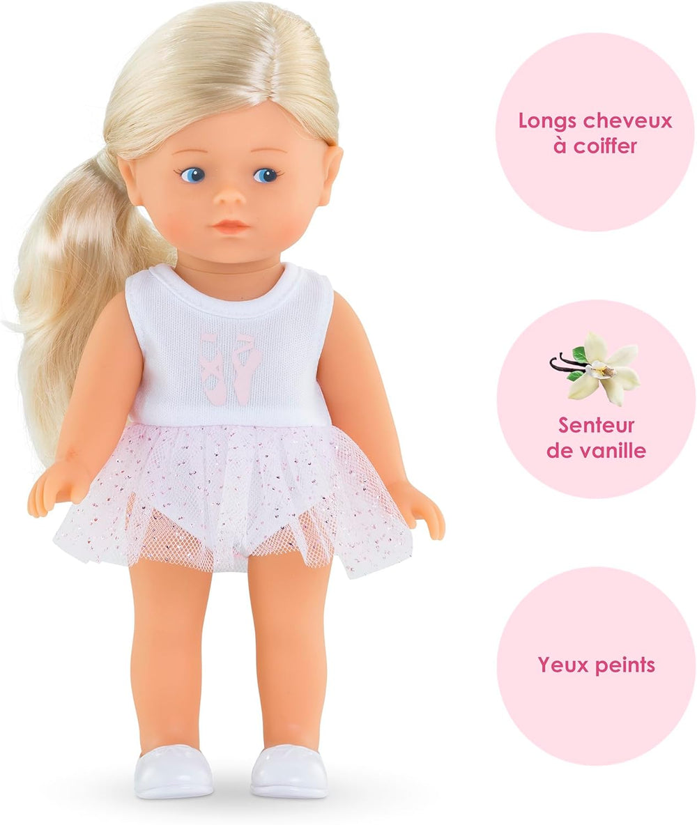 Les Trends Mini Corolline Rosy balerina szett, Vollvinylpuppe mit langem Haar, extra felszerelés Geschenkboxban, Vanilleduft, 20 cm, kb 3 év