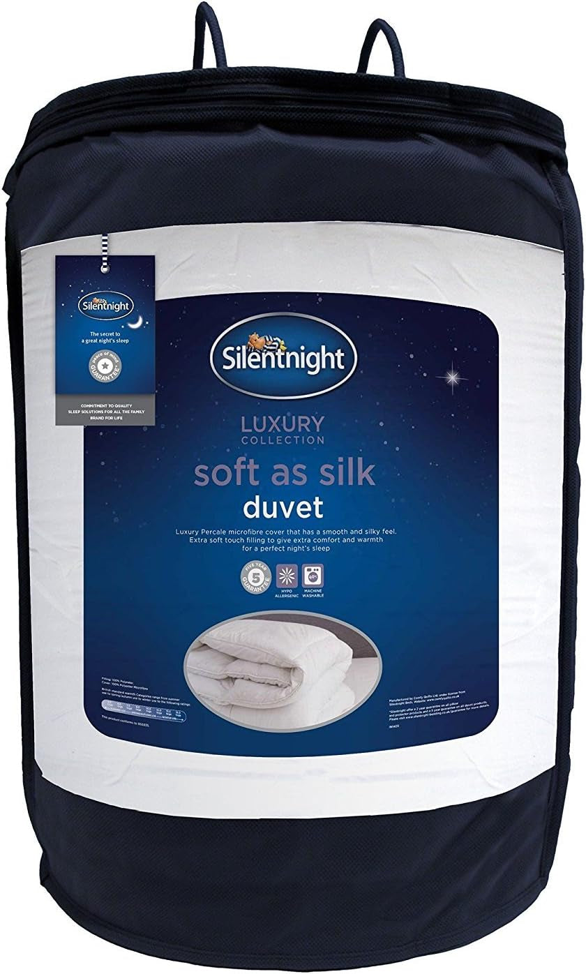 Paplan Silentnight Soft as Silk, 10,5 tog, franciaágyhoz, fehér, mikroszálas, fehér, king size Paplanok és paplanok Naty Shop 40X25X25 cm 10,5 Tog