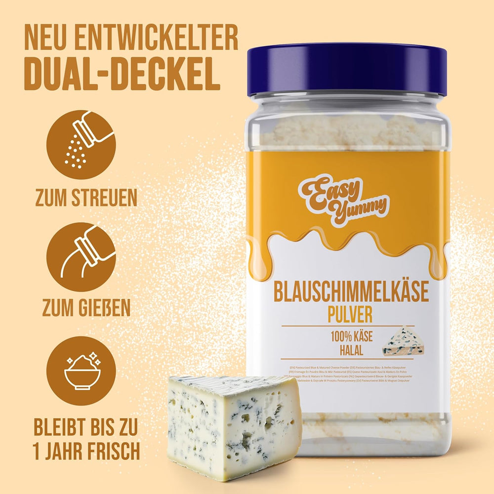 EASY YUMMY - Käsepulver 300g | Azonnali Käsegeschmack für Mahlzeiten & Snacks | Immer Bereit, Keine Kühlung Nötig | Aus 100% valódi sajt | Ideális akár pattogatott kukorica öntetként