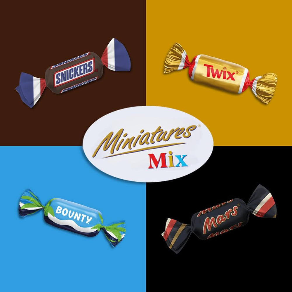 Miniatűrök keveréke, Mars, Snickers, Bounty & Twix, klasszikus szeletek mini formátumban, 296 szelet, 3 kg csokoládé cukorka Naty Shop