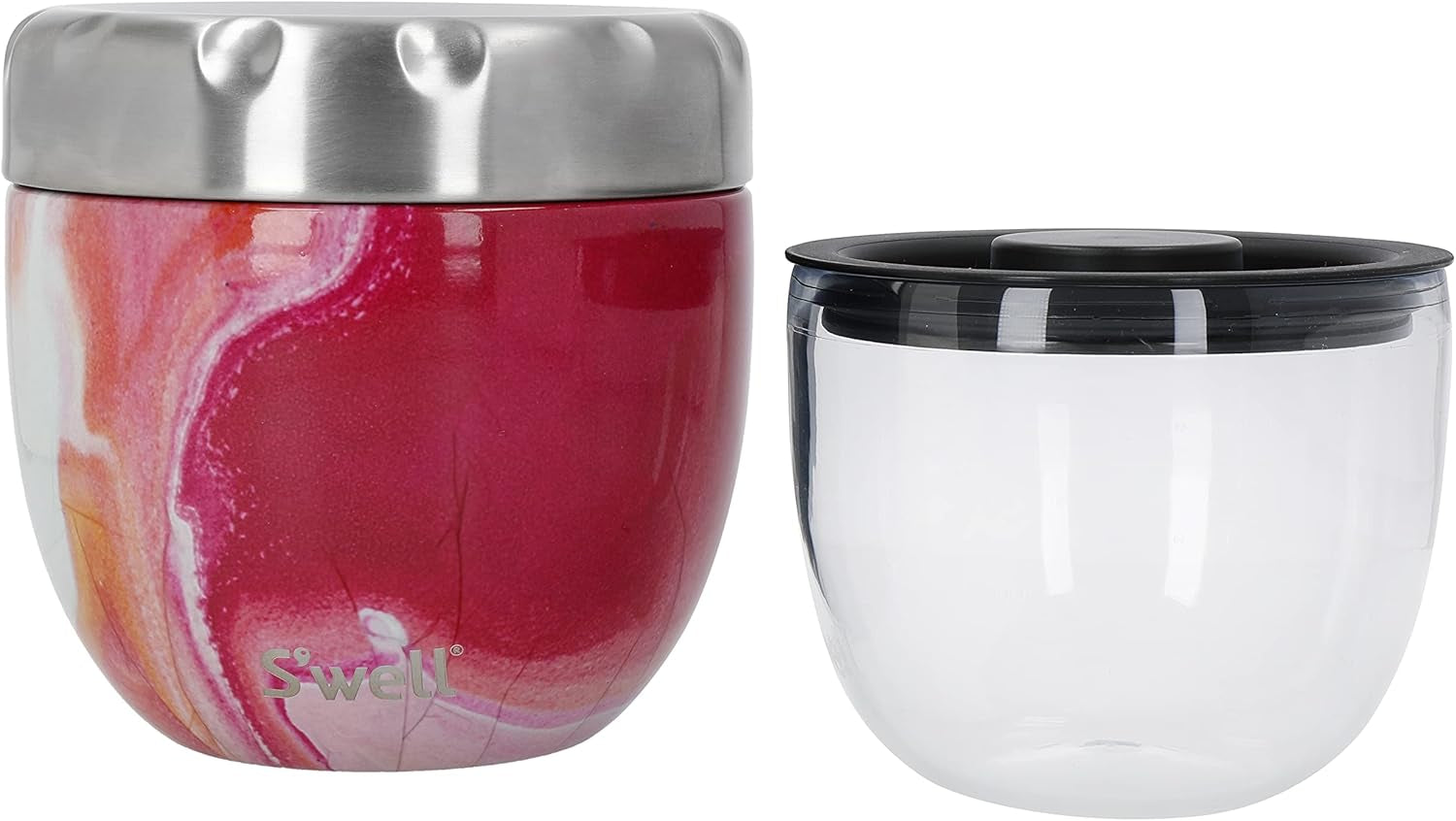 Bol pentru mâncare Eats 2 în 1 cu capac cu șurub, 636 ml, agat roz, sticlă de băut izolată triplu și rezistentă la scurgeri pentru deplasare, până la 11 ore rece/7 ore fierbinte Cutii depozitare alimente Naty Shop