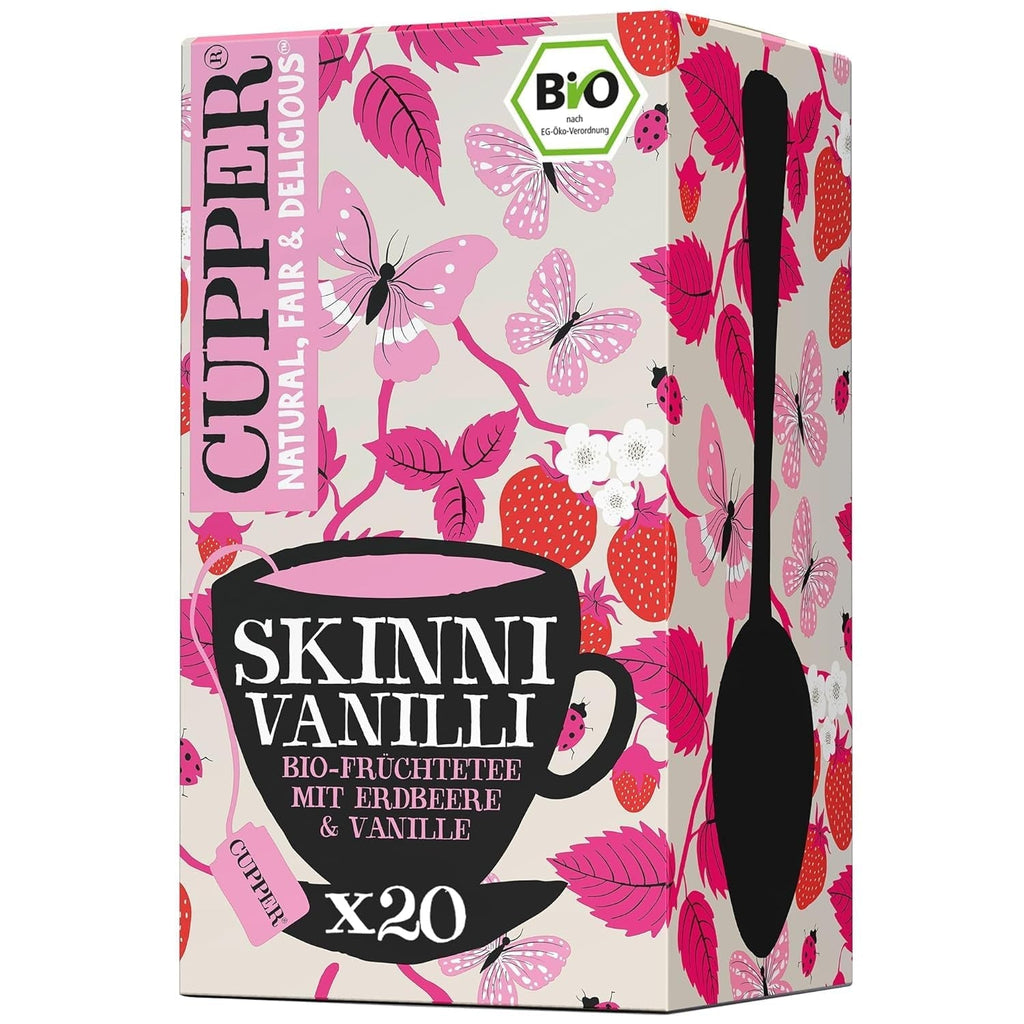 Cupper Ceai de fructe organic Cranberry Rasperry, 20 pliculețe de ceai nealbite, ecologic, comerț echitabil