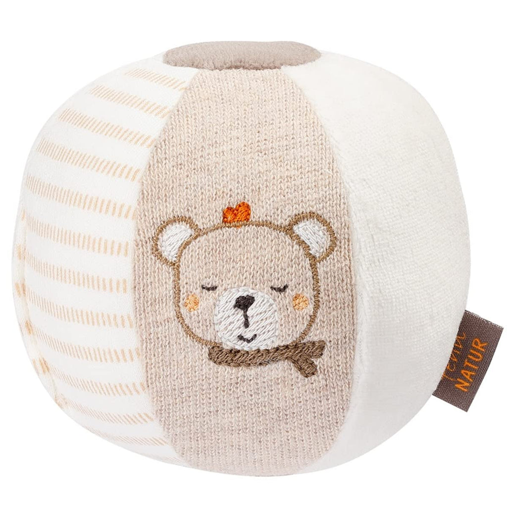 Fehn Rattle Ball colorată - minge de prindere cu amestec de materiale și zornăitor pentru aruncare, prindere, rostogolire - minge de prindere pentru promovarea abilităților motorii - minge din material textil pentru bebeluși și copii mici de la 0+ luni Jucarii Bebe Naty Shop Teddy măgar moale minge