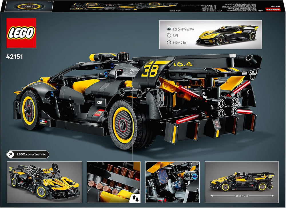 LEGO Technic Bugatti versenyautó, autómodellkészlet, sportkocsis játék, ikonikus gyűjthető autóskészlet, építőjáték 9 éves kortól, 42151 építőkészletek Besuche den LEGO-Store