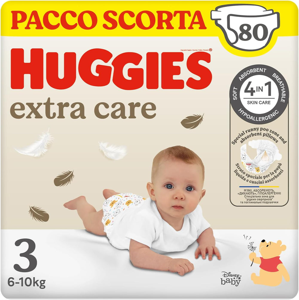 Huggies Extra Care pelenka, 3-as méret (6-10 kg), 2 csomag 40 db-os pelenka