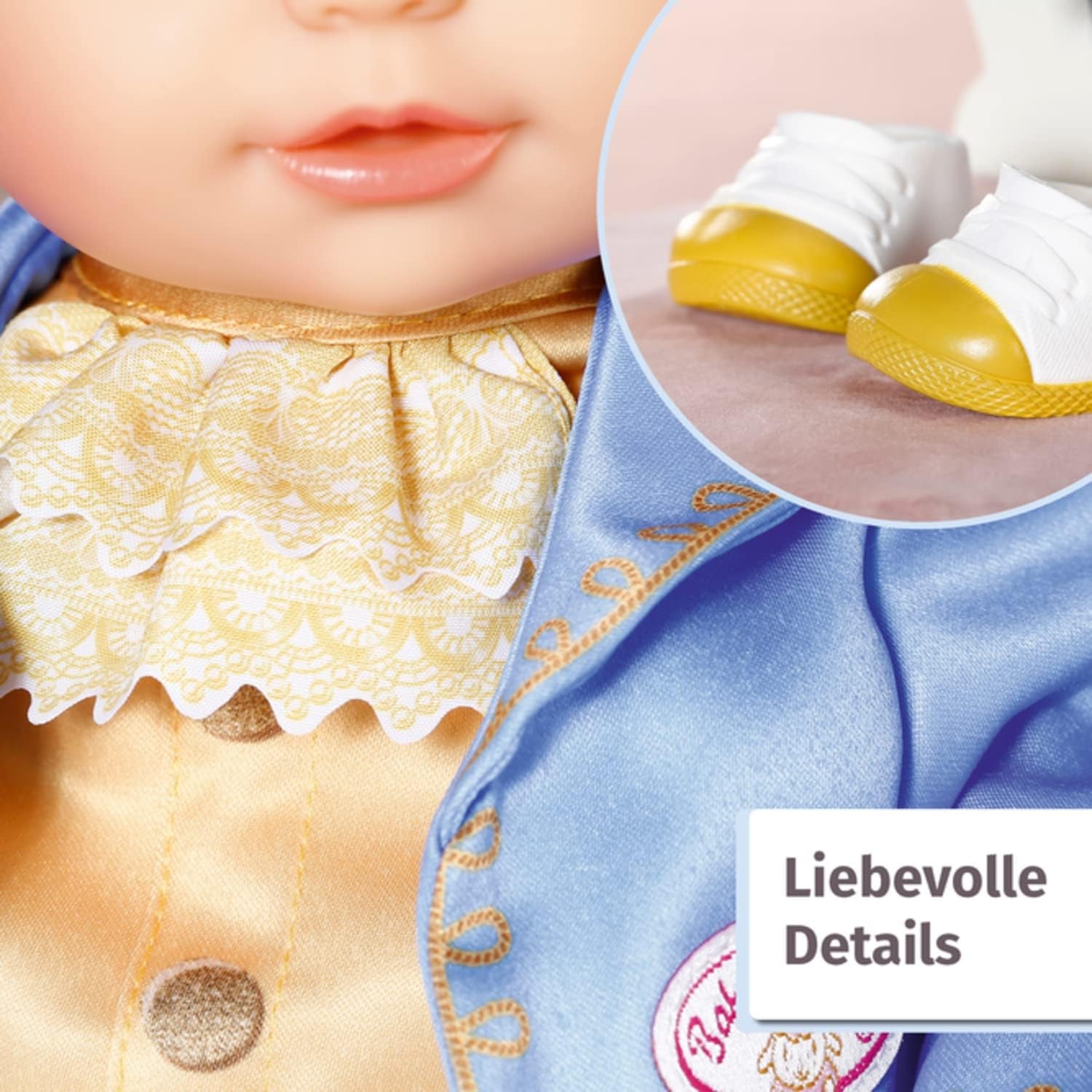 Baby Annabell Little Sweet Prince 36cm, weiche Prinzen-Puppe mit hochwertigen Haaren, Schlafaugen, blauem Oberteil, weißer Hose und Schuhen, 707104 Zapf Creation