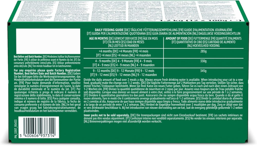 Hrană umedă pentru pisici tinere de la Amazon, selecție mixtă în jeleu, 1,2 kg (12 pliculețe a câte 100 g)