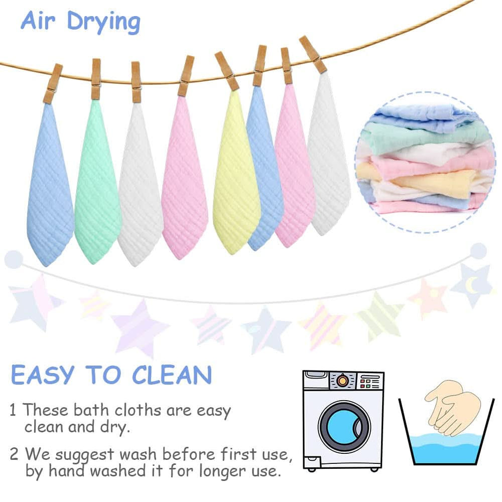 Prosoape de muselină pentru bebeluși, pachet de 8 prosoape din bumbac organic, absorbante, 25 x 25 cm Mama si Copilul Naty Shop