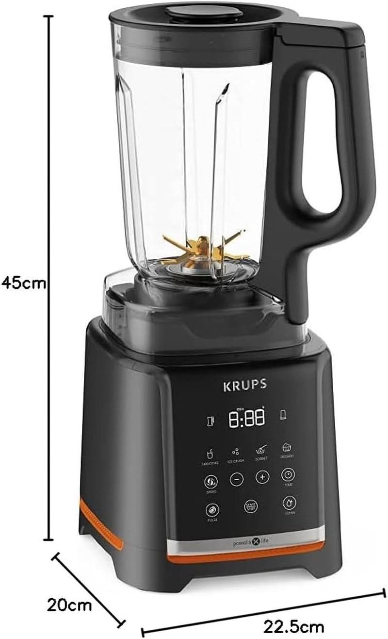 Krups Highspeed - állókeverő Infinymix KB9158 | 1600 W | 5 Automatikus programok + Manuális Einstellung | Tritanbehälter | Incl. Rezeptheft | Turmixok, turmixok, tört jég | Schwarz Kitchen Naty Shop