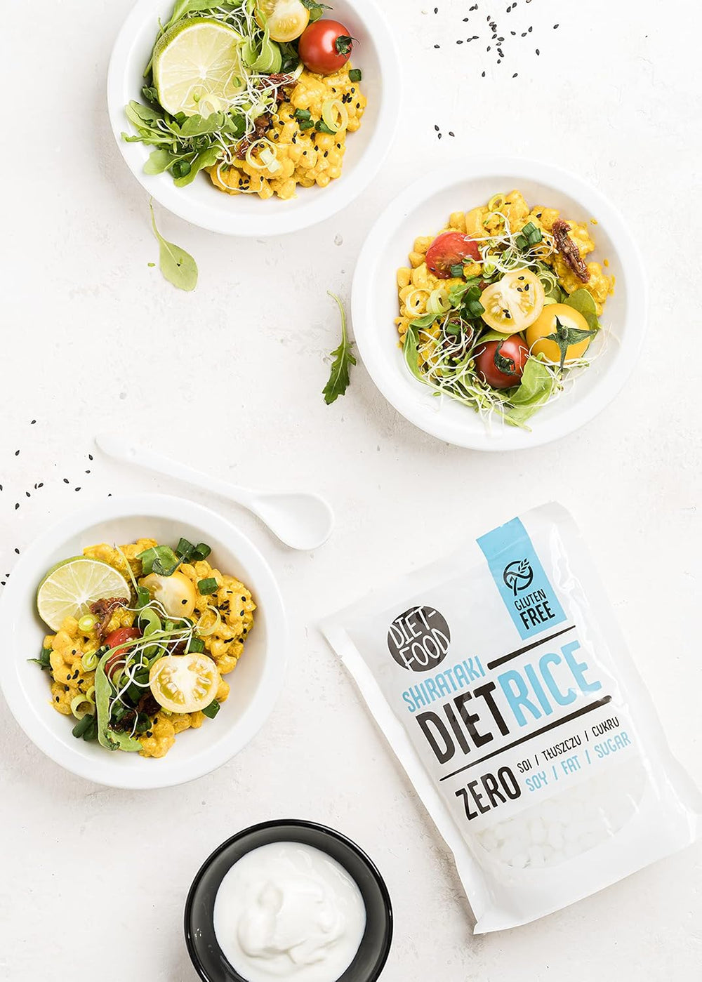 DIÉTA-ÉTEL Instant Shirataki Konjac rizs, alacsony szénhidráttartalmú, alacsony kalóriatartalmú, vegán, zsírmentes, szójamentes, gluténmentes, ketobarát, karcsúsító rizstészta, 200 gramm