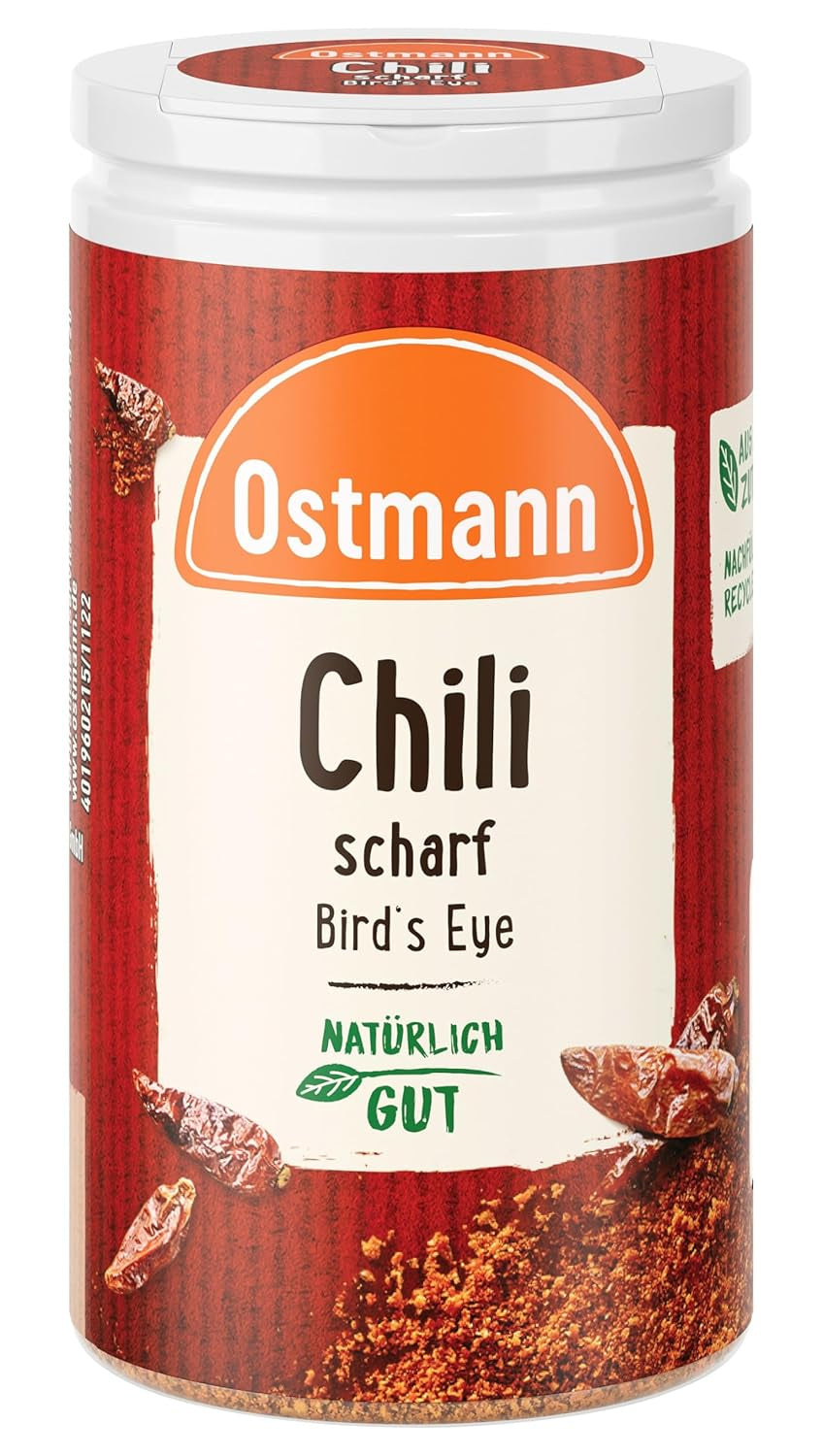 Ostmann Gewürze - Chili scharf Bird's Eye | Féurige Scharfe für Fleischgerichte und Eintöpfe | 35 g Der Streudose-ban