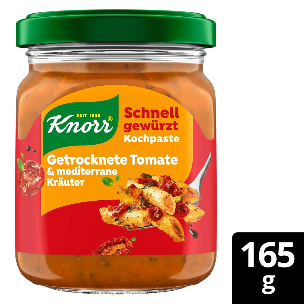 Knorr Schnell gewürzt Kochpaste Getrocknete Paradicsom és mediterrán Kräuter einfach & schnell für einen besons intensiveen, geballten Gesmack 165 g