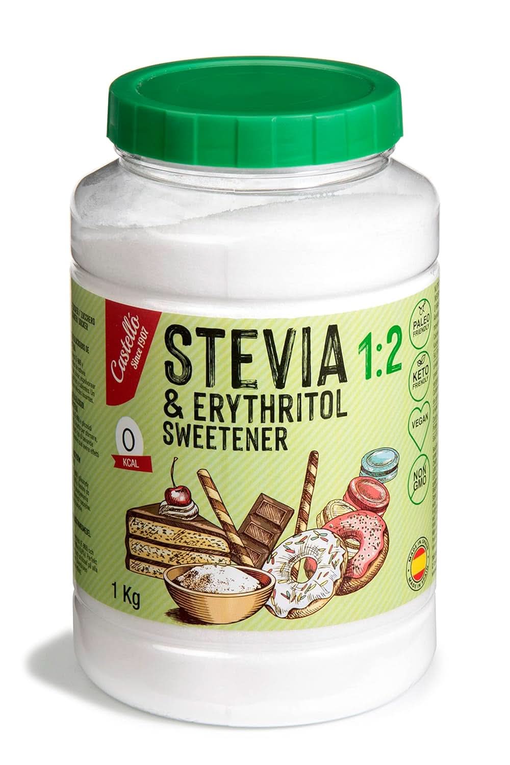 Stevia + Eritrit 1:2 édesítőszer, 1G = 2G cukor, 1 kg édesítőszer Naty Shop