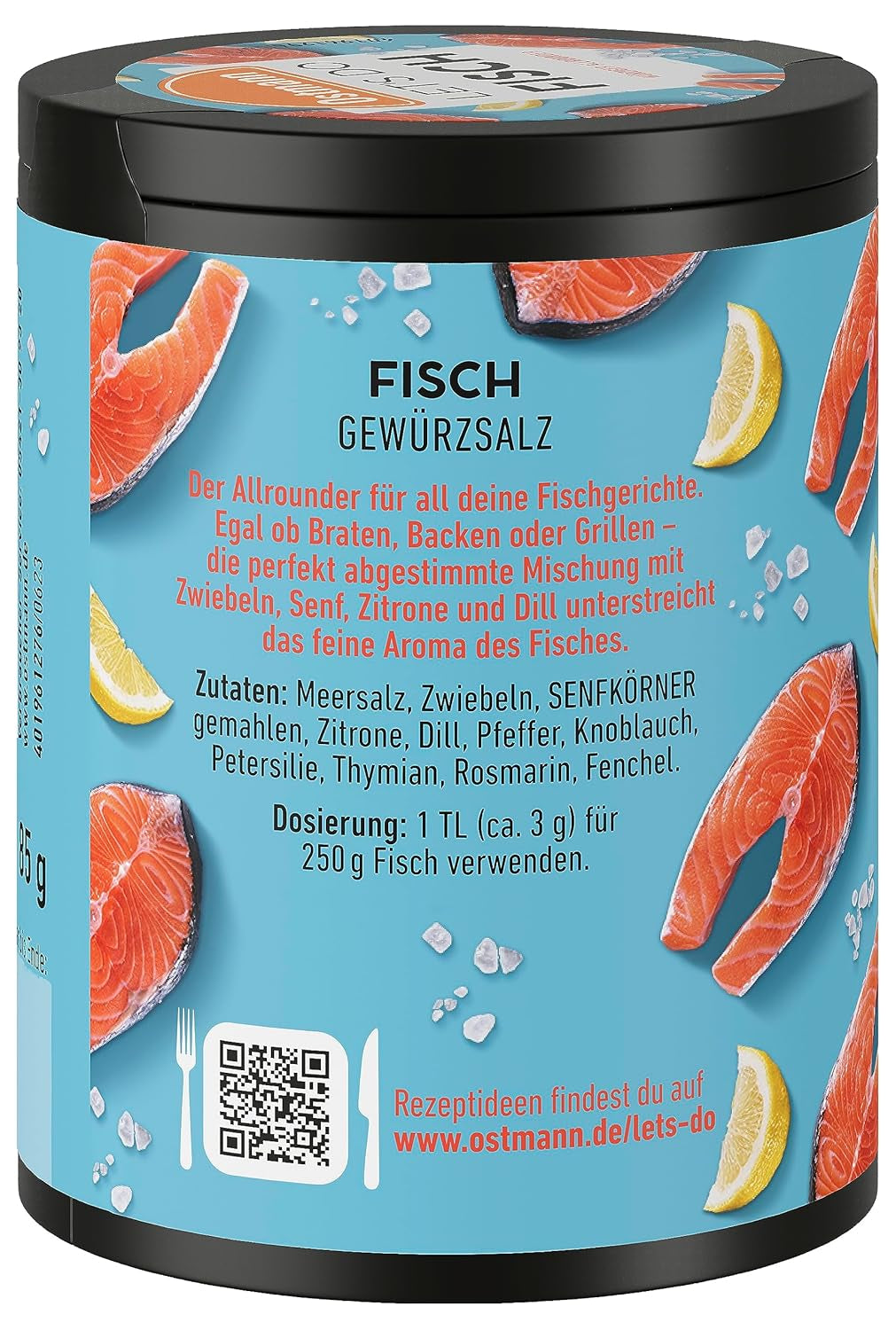 Ostmann Gewürze – Csináljuk a Fisch Allroundert | Gewürzsalz für Bratfisch, Flammlachs und Meeresfrüchte | Würziger Allrounder mustárral, citrommal és kaporral | 85 g Metalldose recyclebarban