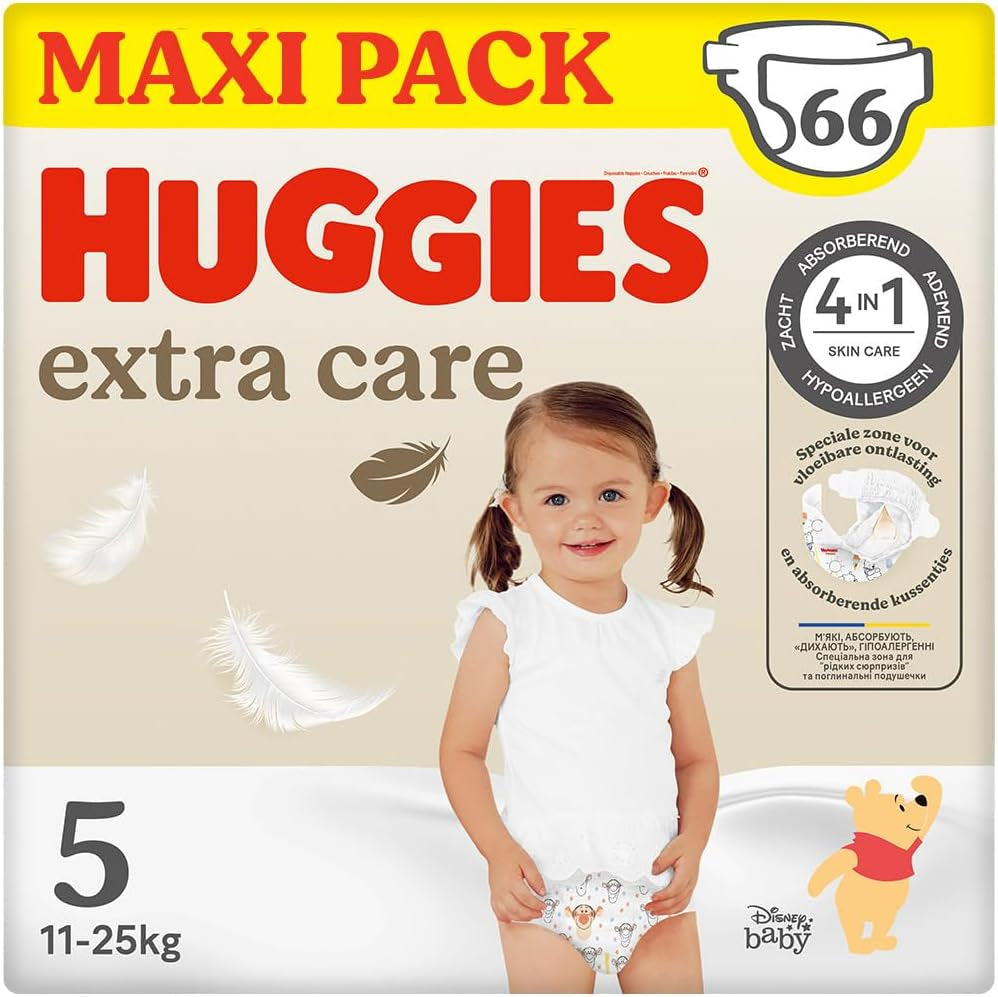 Huggies Extra Care Disney babapelenka, 5-ös méret (12-22 kg), 2 csomag x 33 pelenka, összesen 66 pelenka