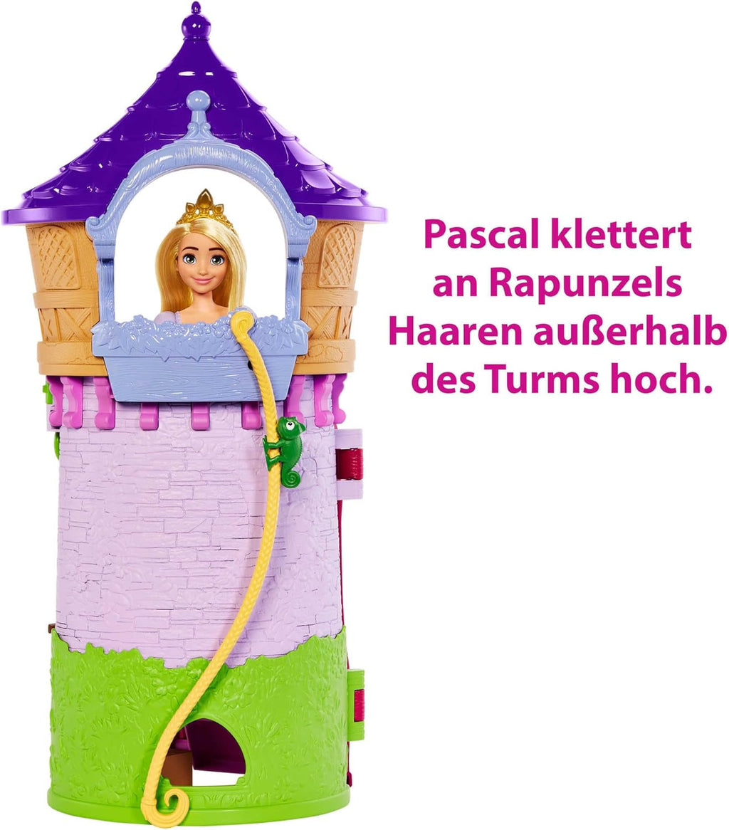 Disney Princess HMV99 - Păpușă Rapunzel mobilă și turn de joacă cu distracție pe tot parcursul, 6 zone de joacă și 15 accesorii, inspirat de filmul Disney, jucării pentru păpuși de la 3 ani Papusi Naty Shop
