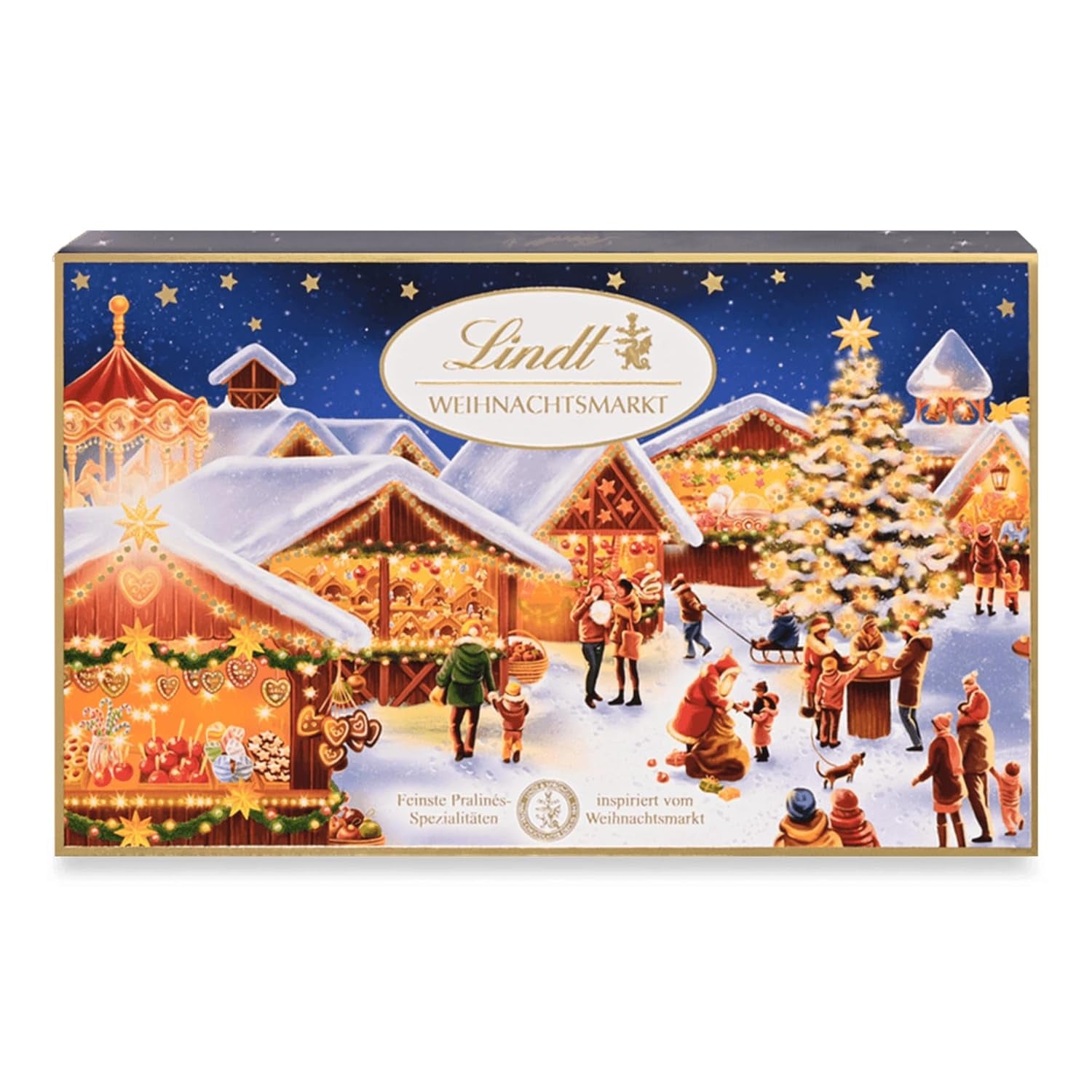 Lindt csokoládé | Doboz karácsonyi praliné | 200g Válogatott karácsonyi praliné a legfinomabb tejcsokoládéval borítva | Csokoládé ajándék karácsonyra