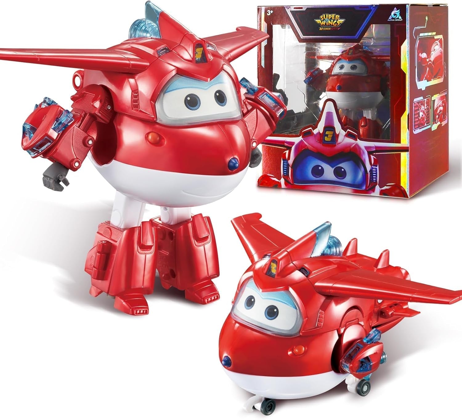 Auldey EU740283 Super Wings transzformátor figura JETT Supercharge 12 cm, színes akciófigurák Naty Shop Jett S6