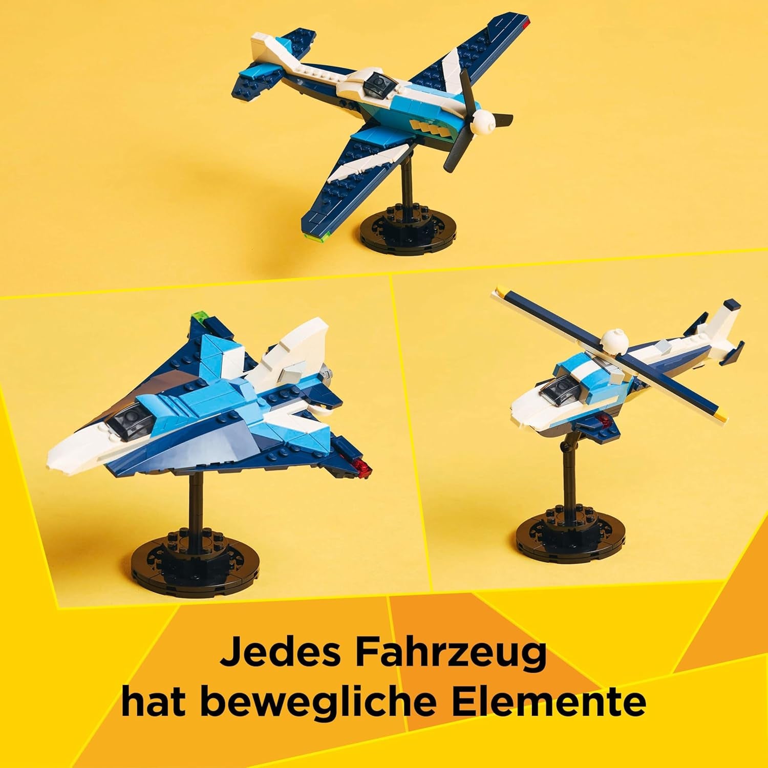 LEGO Creator 3 az 1-ben Flieger: Rennflugzeug Spielzeug – Repülőgép- vagy helikoptermodellvé alakítható – Fahrzeug Bauset für Jungen und Mädchen ab 7 Jahren – Giftidee zum Geburtstag 31160