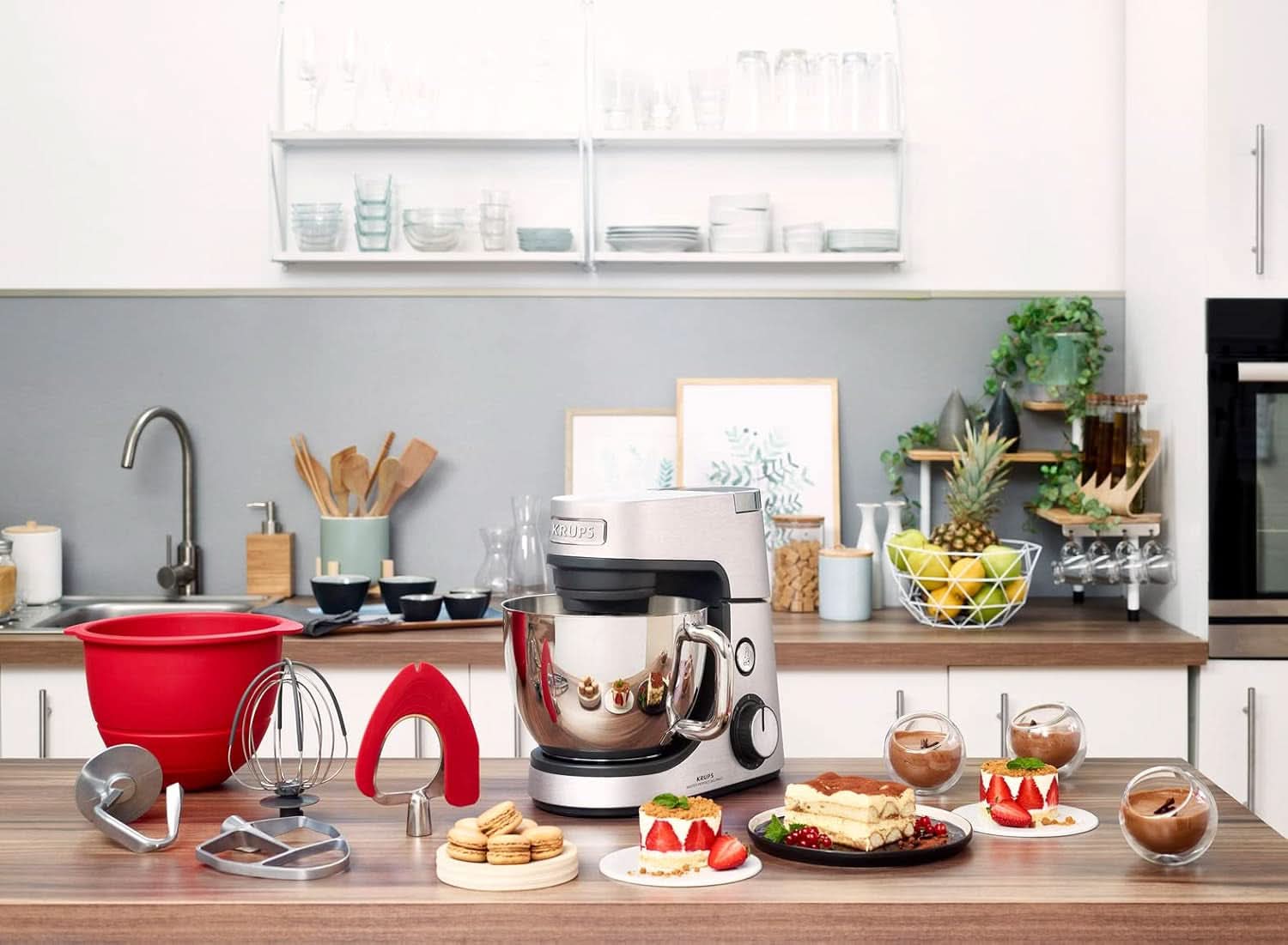 Krups KA631D Master Perfect Gourmet konyhai robotgép | 1100 watt | 8 sebesség | 4,6 literes rozsdamentes acél tál | 5 tartozék: sütőkészlet, rugalmas tál, aprítóegység | szálcsiszolt rozsdamentes acél Mother and Child Naty Shop