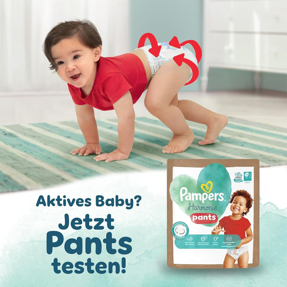 Pampers Harmony pelenkák 4-es méretű, 174-es pelenkák, 9 kg-14 kg, gyengéd bőrvédelem 100% Pampers védelemmel