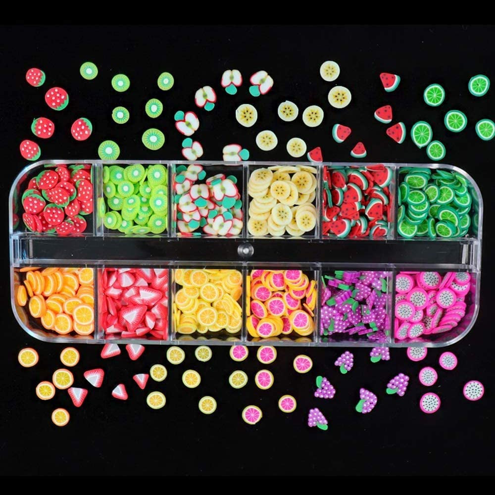 4 Set Nagel Obst Scheiben, Basicon Niedliche Obst Polymer Scheiben Obst Scheibe Nail Nagel 3D Obstscheibe Nail Art Slice Für DIY Liefert Maniküre Dekoration Schleim Zubehör Nageldekorationen, 4 Stile