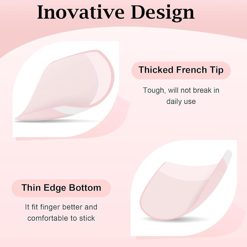 Set de vârfuri pentru unghii false - 240 de bucăți unghii false franțuzești pentru lipit - Unghii artificiale scurte, pătrate, pentru manichiură, pentru femei și bărbați (gradient scurt de sicriu)