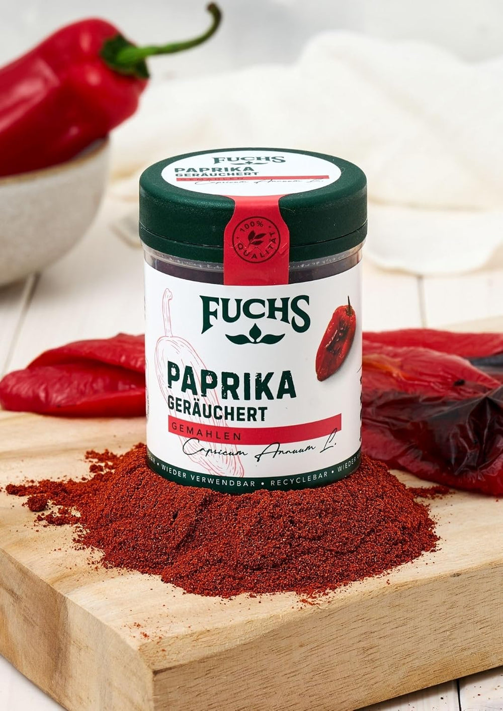 Fuchs Gewürze - Paprika geräuchert gemahlen - rauchiger Gesmack für BBQ, Gulasch oder Tofu - természetes összetevők - 60 g wiederverwendbarerben, recyclebarer Dózis
