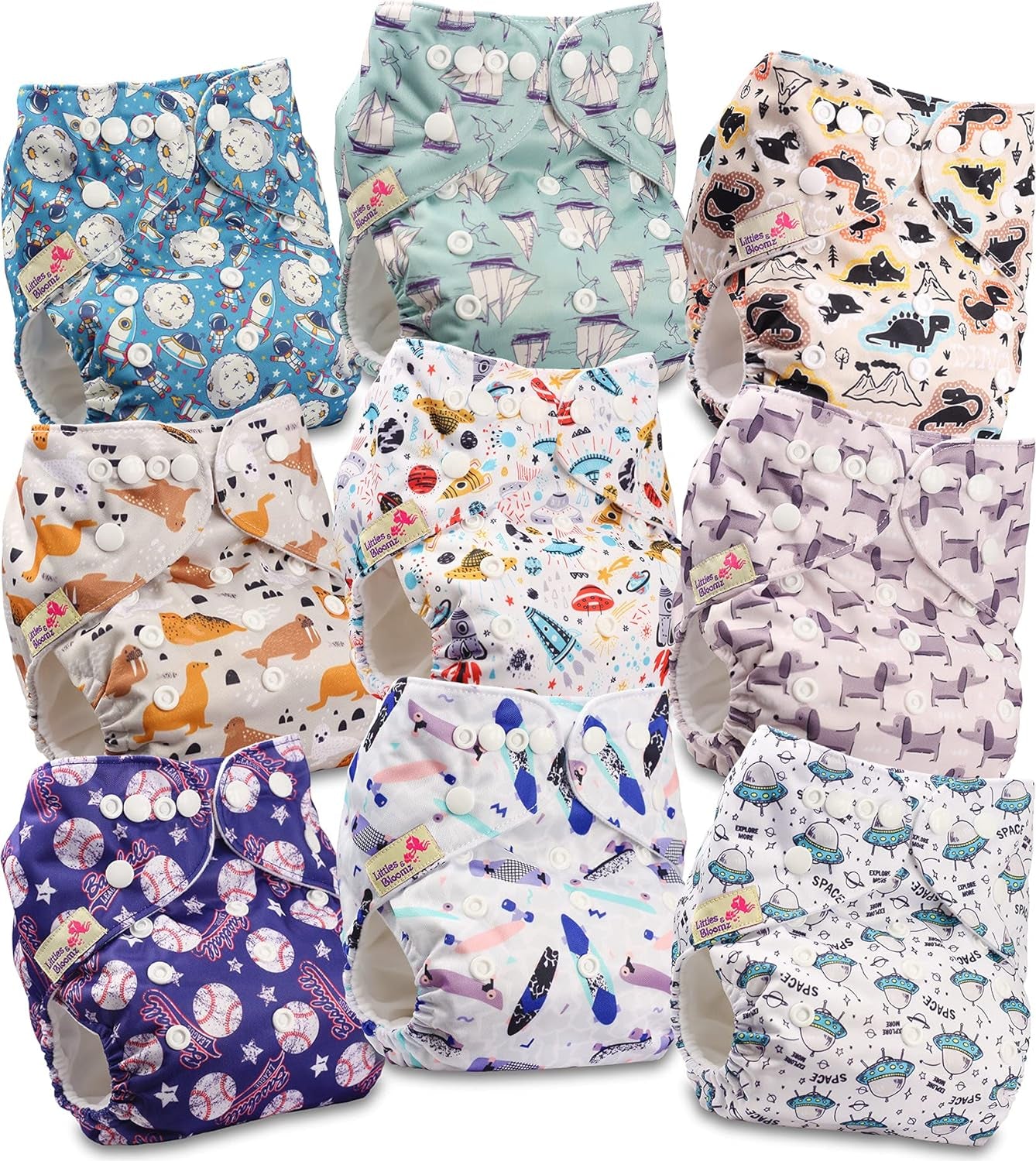 Littles és Bloomz FLP2-0406 Standard Clip újrafelhasználható pelenka, 4 pelenka