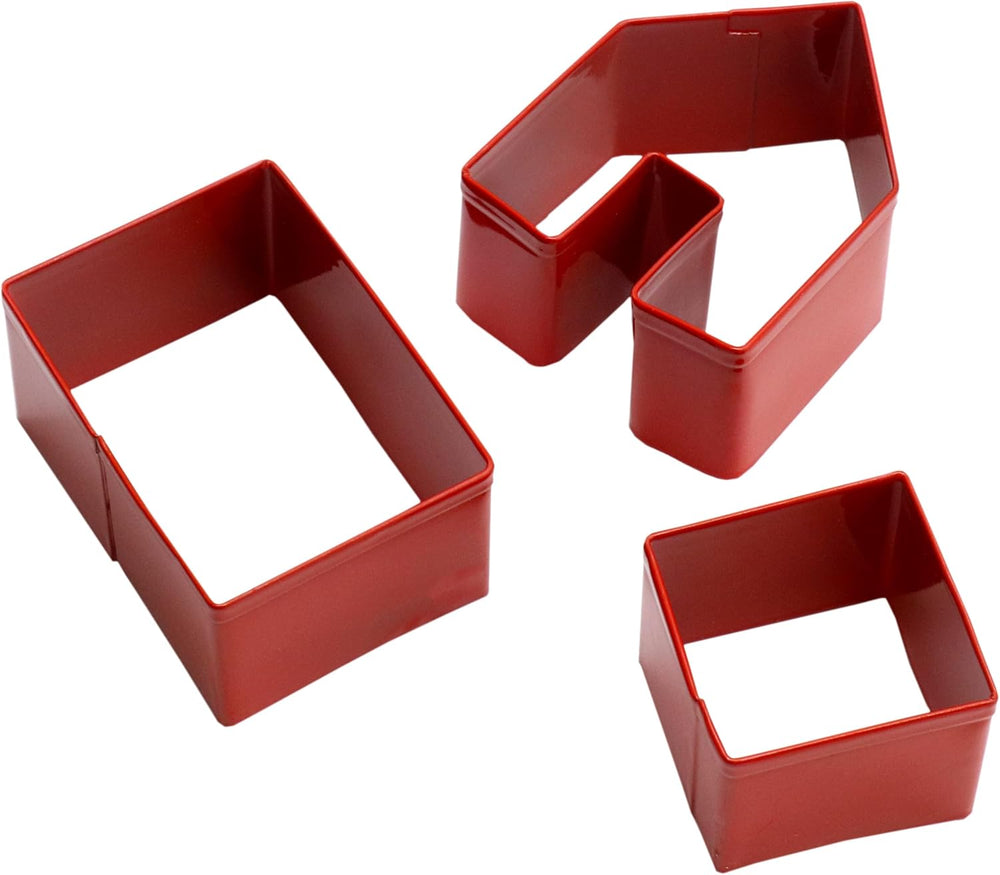 Set de 3 forme de biscuiți de Crăciun, mini căsuță de turtă dulce, încălzitor de căni, roșu