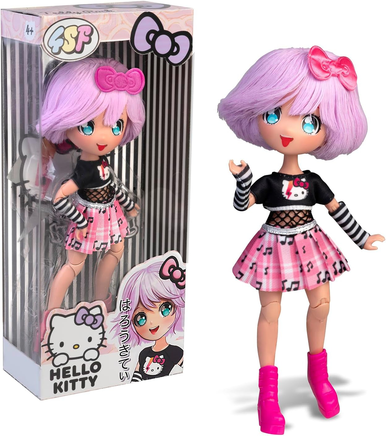 Manga Doll Pretty Pink, japanische Modepuppe mit modischen Designs, Manga, 19,5 cm Figur mit 15 Gelenkpunkten, blaues Haar, inklusive Zubehör, berühmt (HKTF0300)