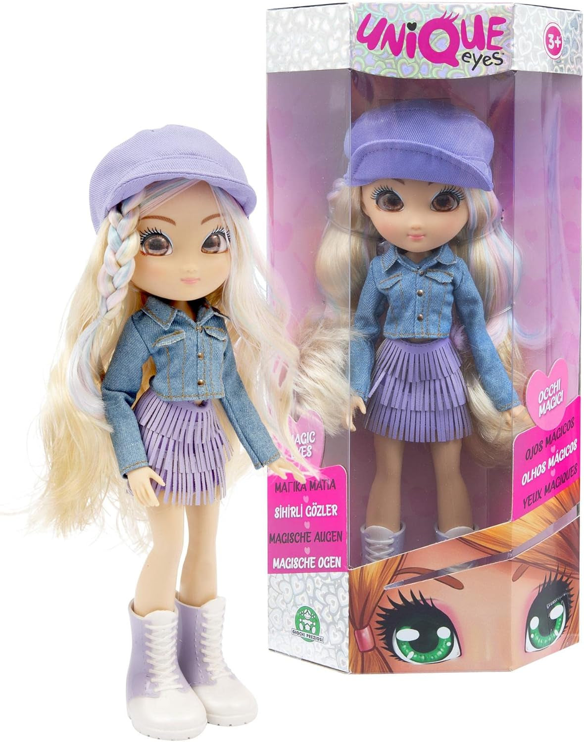 Unique Eyes, Collection Girly, Puppe 25 cm – Rebecca, mit ihrem Augen, mit Kleidung, Spielzeug für Kinder ab 3 Jahren, MYM122