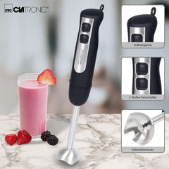 Clatronic Stabmixer SM 3739 Pürierstab, Handmixer, Mixer Für Smoothie, Shakes, 2 Stufen-Schalter, Multizerkleinerer, Edelstahl-Stab Und Messer, Aufhängeöse, 800 Watt Motor, Schwarz-Edellstahl Mother és Child Stahl Mother