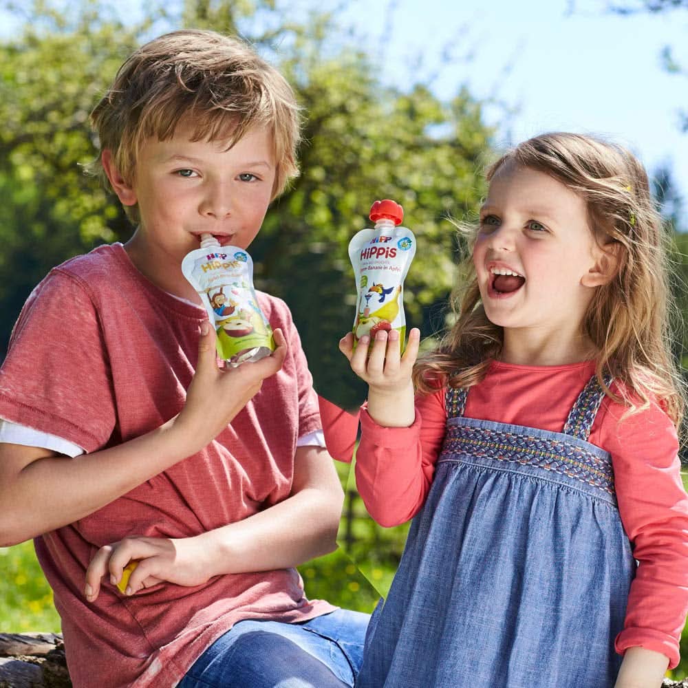 Hipp Super-Hippis préselt zacskók, gránátalma acerola almás-málnában, 100% bio gyümölcs hozzáadott cukor nélkül, 6 zacskó 100 g Mother and Child Naty Shop