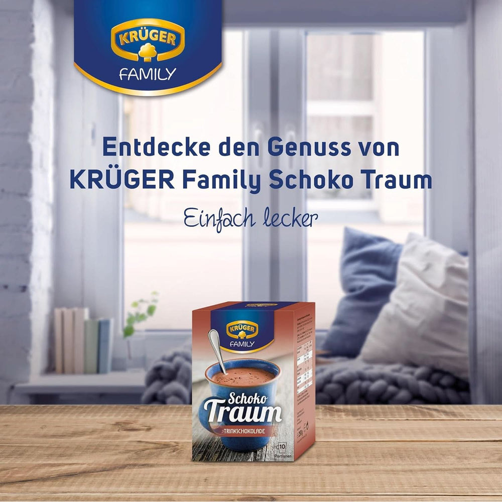 KRÜGER Family, Pudră de cacao pentru ciocolata calda, 8 cutii x 10 plicuri, 8 x 250 grame Cacao si Ciocolata Calda Naty Shop