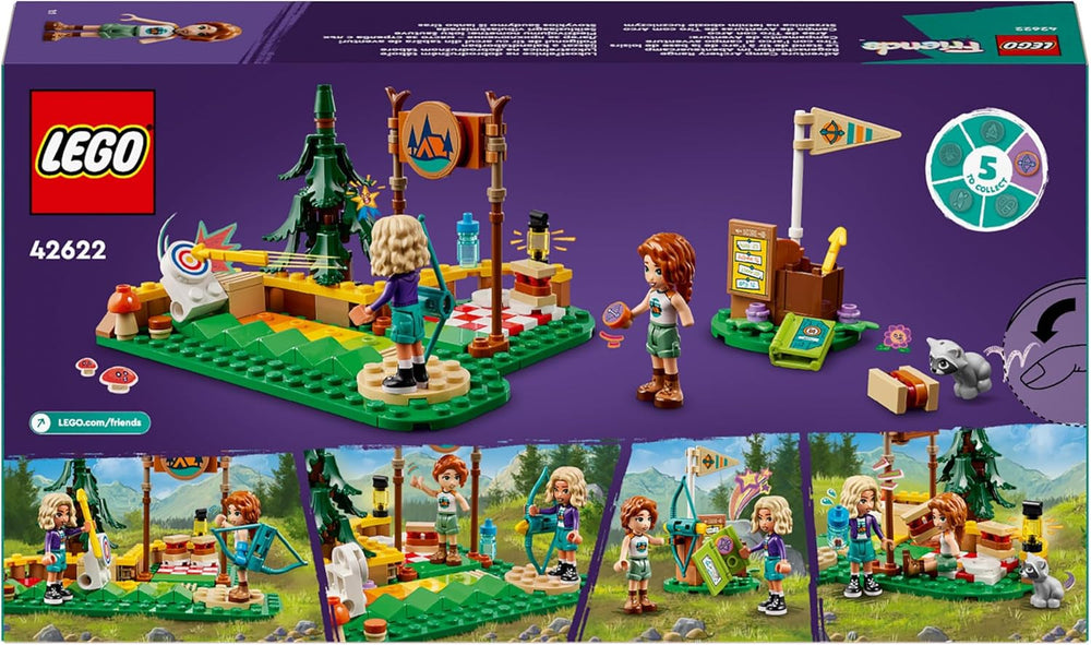 LEGO Friends íjászat az Adventure Camp Kids Kalandtáborban építőjáték íjjal és nyíllal, 2 figurával és egy mosogatóval, 6 év feletti lányoknak és fiúknak 42622 építőkészletek Besuche den LEGO-Store