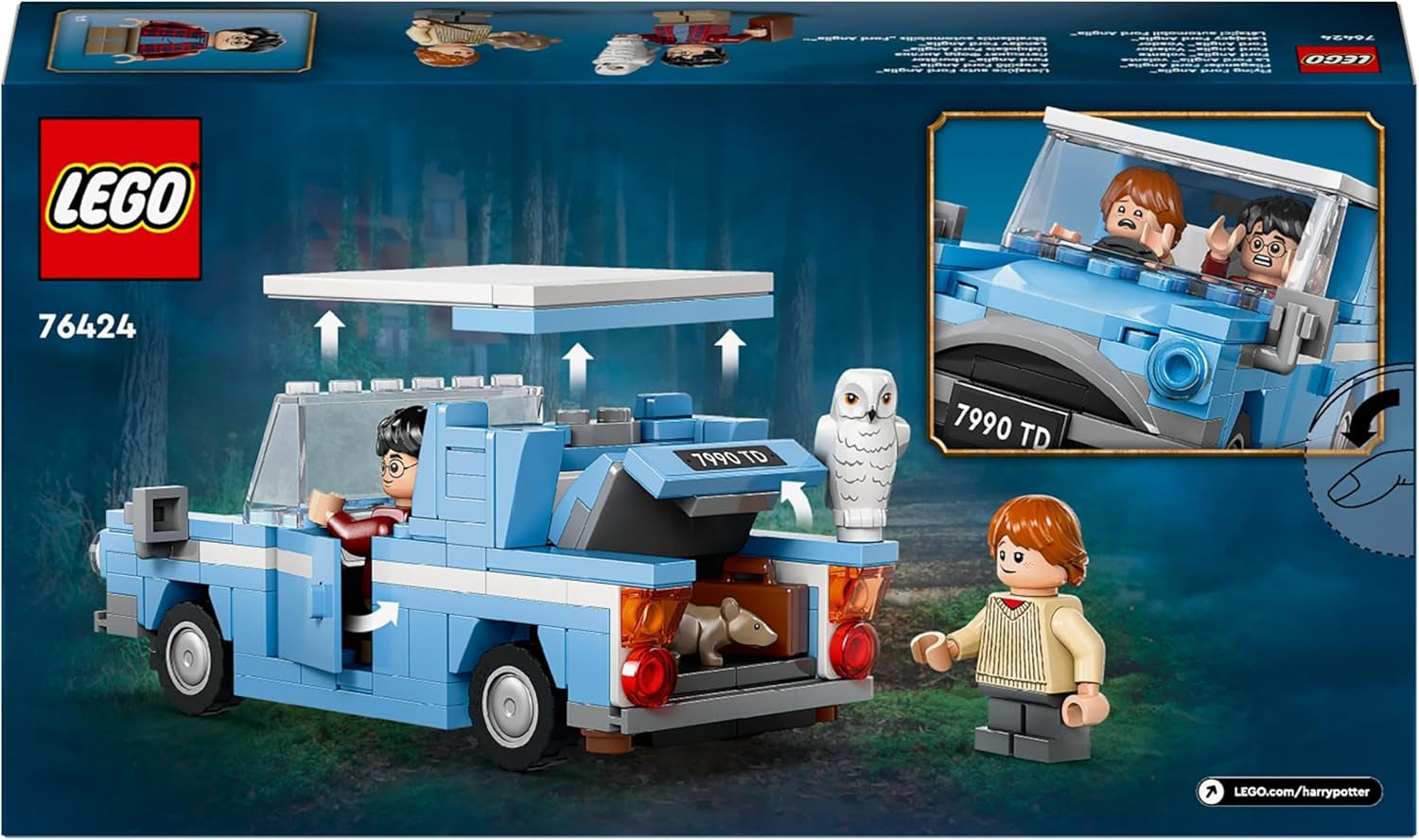 LEGO Harry Potter Repülő Ford Anglia Építőjátékautó gyerekeknek Ajándék fiúknak, lányoknak és minden rajongónak 7 éves kortól, készlet 2 mini figurával, beleértve Ron Weasley szerepjátékot, 76424 építőkészletet Besuche den LEGO-Store