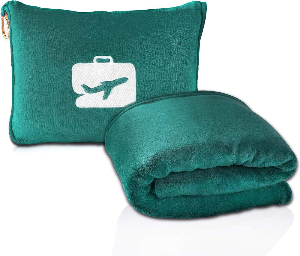 Eversnug Travel Blanket And Pillow - Soft 2 în 1 Airplane Blanket cu Soft Pocket Pillow Cover, Handbag Cover And Backpack Holder (Burgundy Red) Perne calatorie Naty Shop Bluegreen/A Touch Of Paradise (Trace Of Paradise)